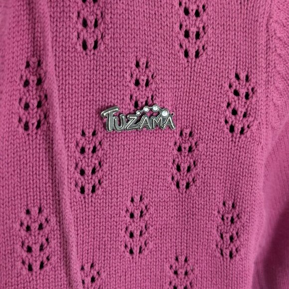 TUZAMA Girl's Magenta/Purple Zip-Up Hoodie with Pompom - Picture 4 of 10